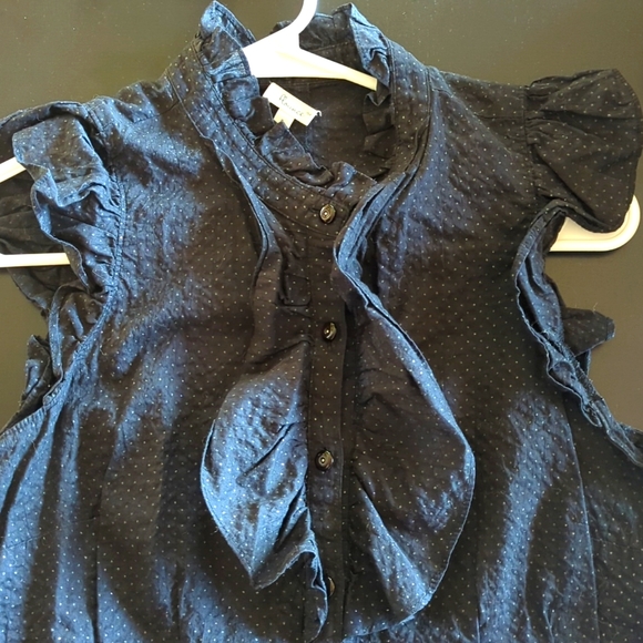Flounce romantic ruffle button down top - Picture 1 of 9